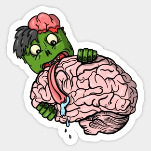 Zombie Eating Brains Funny Halloween Horror Scary Movie Lover Sticker